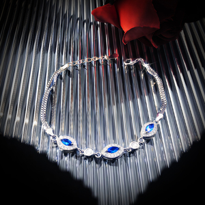 Misterioso oceano zaffiro demone Eye Design 925 braccialetto d'argento adatto per lo stile di lusso da indossare - Product Image 5