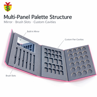 Boîte de palette de fards à paupières vide en forme de livre, personnalisée OEM, avec miroir intégré, laminage multicouche, emballage cosmétique magnétique en papier