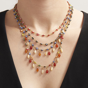 สร้อยคอจี้โมราธรรมชาติชุบทองแท้สแตนเลสเครื่องประดับแฟชั่นสร้อยคอพร้อมดวงตาเคลือบ - Product Image 6