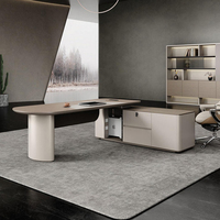 Ensemble de bureau de direction minimaliste de style italien KMJ, grand bureau d'ordinateur pour directeur avec plateau en bois