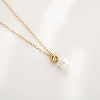 Collier chaîne en acier inoxydable Hip Hop Punk plaqué or avec boucle OT, imitation perle, étanche, électroplaqué, cadeau de fête, bijoux