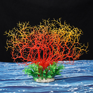 อุปกรณ์ตกแต่งตู้ปลา ปะการัง ตู้ปลาทะเล ของตกแต่งตู้ปลาทะเล ฐานเซรามิก PP จำลองสิ่งมีชีวิตในน้ำ - Product Image 5