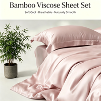 Parure de draps plats en fibre de bambou 100% biologique, tissée, respirante, écologique, motif uni, 300 fils, vente en gros