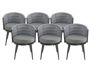 Modern Outdoor Dining Chair-<b>Rope</b> <b>Light</b> Gray Cushion Waterproof Weather-Resistant Patio Furniture with Wood Legs MP2 Set 2 - Product Image 5