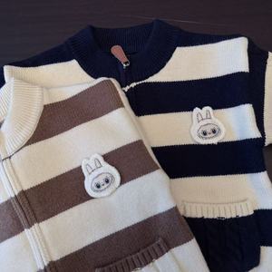 Vêtements pour enfants bébé manteau automne hiver enfants vêtements rayé fermeture éclair chemise nouveaux garçons pull décontracté <span class=keywords><strong>Cardigan</strong></span> hauts - Product Image 2