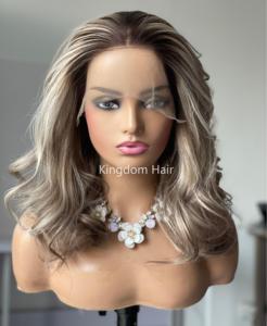 Envío rápido, <span class=keywords><strong>cabello</strong></span> europeo, cubierta completa, encaje superior, ceniciento, platino, con raíz oscura, peluca con malla frontal suiza para mujeres, pérdida de <span class=keywords><strong>cabello</strong></span> - Product Image 3