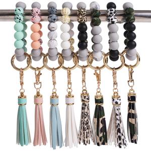 Popular Key Ring Bracelet <strong>Wristlet</strong> <strong>Keychain</strong> Silicone Beaded Bangle Key Chains - Product Image 2