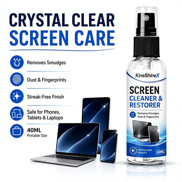 KineShineX Electronic Screen Care Spray 40 ML Universal Cleaner for Phones Tablets Laptop Monitors Made in Guangdong for Travel
