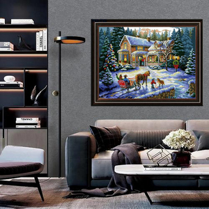 Tranh thêu chữ thập Trung Quốc 14CT Giáng Sinh đang được bán, đồ trang trí nhà cửa, thêu chữ thập, tranh thêu ngày lễ, tranh thủ công tự làm - Product Image 5