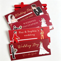 Tarjeta de Invitación de Boda Personalizada con Diseño de Boleto Desplegable, con Estampado en Dorado, Papel de 250 g/m² para Fiesta de Bodas