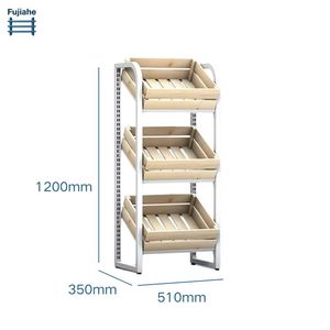 Espositore in legno a 3 livelli in metallo,Organizer regolabile, scaffalature rustiche industriali per vendita al dettaglio - Product Image 3
