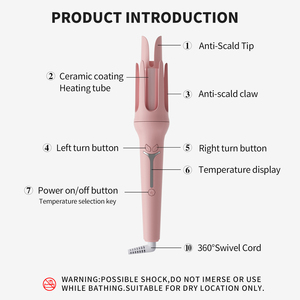 Fer à boucler automatique professionnel 32 mm, rotatif, anti-brûlure, en céramique, avec revêtement à l'huile essentielle, <span class=keywords><strong>pour</strong></span> ondulations et coiffage - Product Image 4