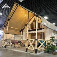Tente Safari de Luxe pour Hôtel Glamping, Structure Double en Bois Massif, Idéale pour les Voyages en Famille et les Complexes Estivaux, Grande Tente de Haute Qualité