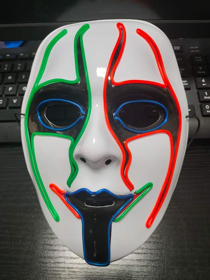 LED PVC Rechargeable Full Face Terrifying Light-Up Masks for Halloween ...