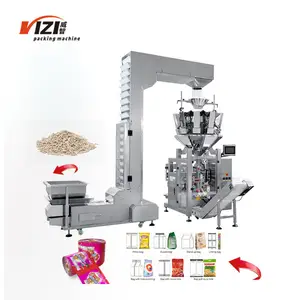 factory price for popcorn potato chips candy rice grain beans 2 in 1 high speed packaging machine