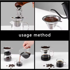 Filtre à café réutilisable en acier inoxydable 304, double couche, en forme de cône, paniers filtrants à café, passoire à mailles pour outils de préparation de café - Product Image 5