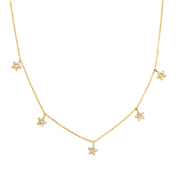 Kalung Choker Lima Bunga Berlapis Emas 18K dari Baja Anti Karat dengan Zirkon Putih untuk Wanita dari J&D Jewelry