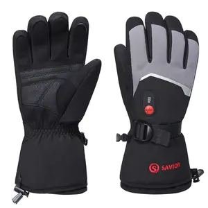 Guantes de esquí impermeables con pantalla táctil, 7,4 V, 2200mAh, calentador de manos eléctrico recargable con batería para hombres, deportes de invierno