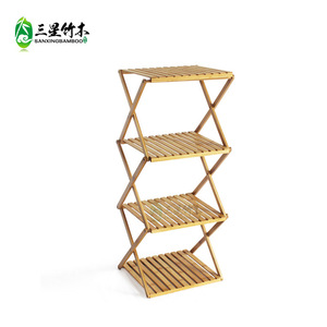 Bamboo four-tier floor-standing <b>storage</b> <b>rack</b>, no installation required, suitable for home use, <b>shoe</b> <b>rack</b>, and foldable <b>storage</b>. - Product Image 2