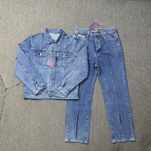 Conjunto De Dos Piezas De Jeans Personalizado A Precio De Fábrica Traje De Jeans Bordado Lavado Estampado Chaqueta De Mezclilla Para Hombre Conjuntos De Jeans <span class=keywords><strong>Azules</strong></span> Para Hombre - Product Image 2