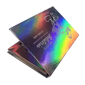 Conjunto de paleta de sombras de ojos de gama alta holográfica rosa Verde Negro cartón rígido Pan paquete caja lámina dorada flexografía/soja
