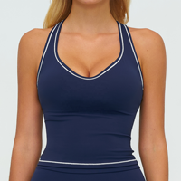 Top Deportivo para Correr con Costuras en Contraste de Color OEM, Sujetador Deportivo a Prueba de Impactos para Actividades al Aire Libre