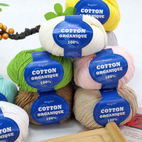Fil de coton Mengchu 50g 100% coton super doux pour crochet et tricot à la main, idéal pour pulls et autres créations.