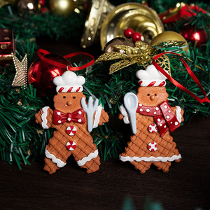Decorazioni Natalizie in Stile Europeo Palline in Resina <span class=keywords><strong>con</strong></span> Disegni di Omino di Pan di Zenzero, Fiocchi di Neve, Renne e Orso Nero - Product Image 2