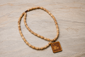 Handmade Tulsi Kanthi Mala with Hanuman Ji Pendant (or <b>Locket</b>) Natural Tulsi wood beads - Product Image 1