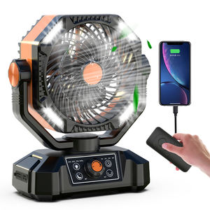 Ventilador de Piso para Camping, Ventilador Industrial Eléctrico Recargable con Batería de 16000 mAh, con Luz, Oscilación Automática, Ventilador de Escritorio para Exteriores y Tiendas de Campaña - Product Image 1