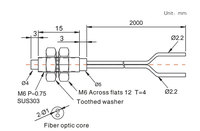 Câble optique M6 en fibre de verre R25 Sn 100 mm avec capteur pour l'industrie du caoutchouc et des plastiques