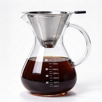 Carafe à café transparente en borosilicate de haute qualité 400ml 600ml 800ml avec filtre amovible pour le bureau