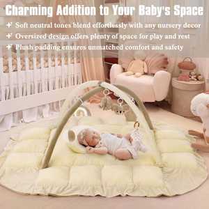 Tapis de jeu pour bébé ultra doux en coton 100% épais avec 6 jouets, lavable en machine et réglable - Product Image 5