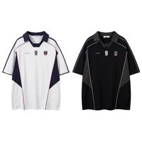 T-shirt à manches courtes style été 2025 pour hommes 100% coton incrusté Patchwork col rabattu Jersey pour Polo Sports