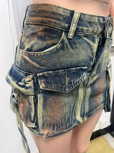 Falda vaquera <span class=keywords><strong>cargo</strong></span> tie-dye para <span class=keywords><strong>mujer</strong></span>, con patchwork y múltiples bolsillos, sexy, estilo lápiz, minifalda vaquera <span class=keywords><strong>cargo</strong></span> para <span class=keywords><strong>mujer</strong></span> - Product Image 5