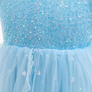 Robe de princesse HP Ice Queen pour enfants, robe à sequins à manches bouffantes avec longue traîne, costume de cosplay de la reine des neiges pour enfants, tenue de scène - Product Image 4