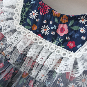 Tenues pour bébés, vêtements pour tout-petits, robes de demoiselle d'honneur, robes florales pour filles avec dentelle en filet - Product Image 4