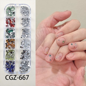 Accesorios de Uñas con Diamantes Redondos Pequeños de Fondo Plano, 12 Cajas, Tamaños Variados, Decoraciones de Uñas Súper Brillantes, Gran Venta - Product Image 4