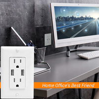 Prise murale USB 15 A 125V NFC Double port Type a Prise chargeur USB Sortie 2.1A Blanc pour listé