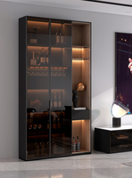 Armoire à vin moderne de luxe avec cadre en aluminium et portes en verre pour salon