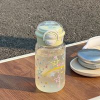 Bouteille d'eau portable en PC avec paille, motif étoile mignon, personnalisable avec logo, J40, 500-600 ml, pour enfants