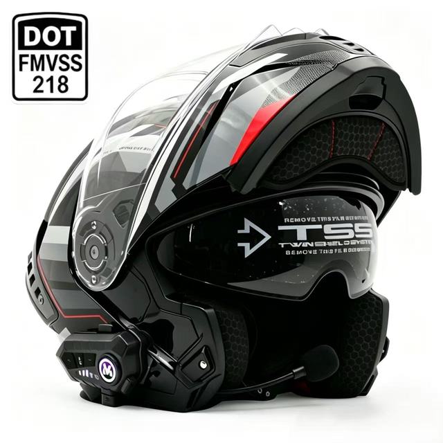 2026 New Design Smart Flip up Motorcycle Helmet Integrated LED Light BT Ready Double Lens  Slot ABS Modular Casque Moto