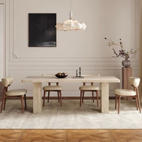 Ensemble de table et de chaises rectangulaires en ardoise de travertin moderne, écologique et durable pour la maison