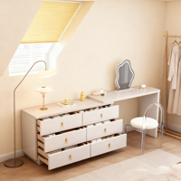 Commode moderne extensible en bois avec 6 tiroirs et miroir sur pied pour chambre d'appartement ou dressing