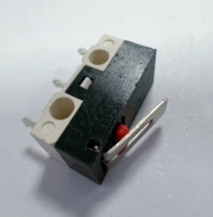 Micro-interrupteur de fin de course PCB L8.0mm, mini-bouton poussoir à levier, contact rouge, 3 broches droites, noir/blanc, cuivre, plastique, 250V 3A