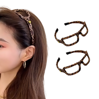 Unique rétro imprimé léopard femme cheveux accessoires rétro rétro femmes carré creux lunettes de soleil forme bandeaux mignon mode