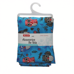 Accessorio in tessuto Ilan 100 cm x 150 cm con stampa di gufo blu per decorazioni per la casa - Product Image 1