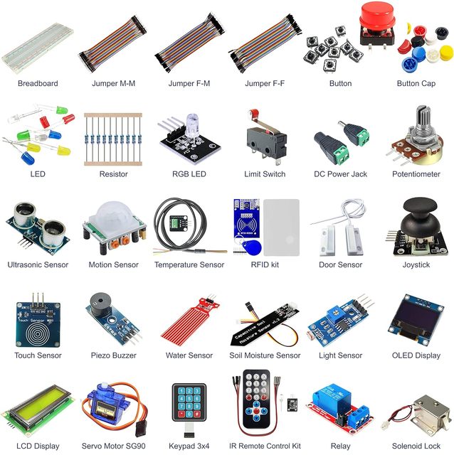 New customized 30 types 69 units sensor for Arduino ESP32 ESP8266 Raspberry Pi starter kit variety common sensor kit