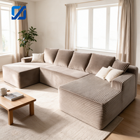Vakuumkomprimiertes Boxsofa Rostbraun Gesteppter Stoff L-Form Konvertierbares Ecksofa Kombination Wohnzimmer-Set