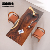 Ensemble de Table à manger en noyer bleu océan convertible carré haut clair rivière dalle de résine époxy pour bureau à domicile Restaurant cuisine solide
